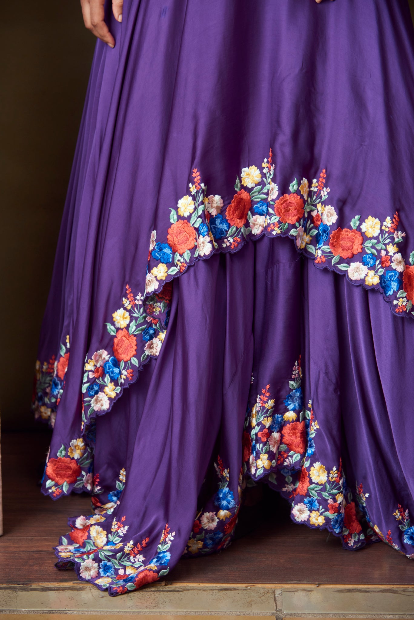 Violet Embroidered Skirt Set