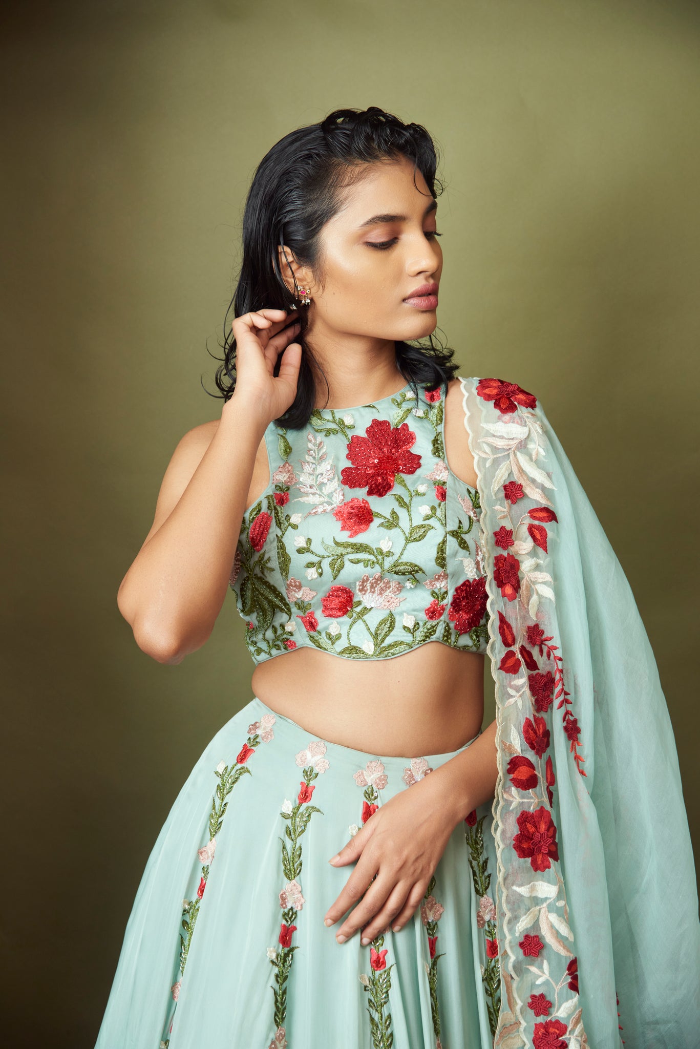 Mint Meadow Lehenga Set