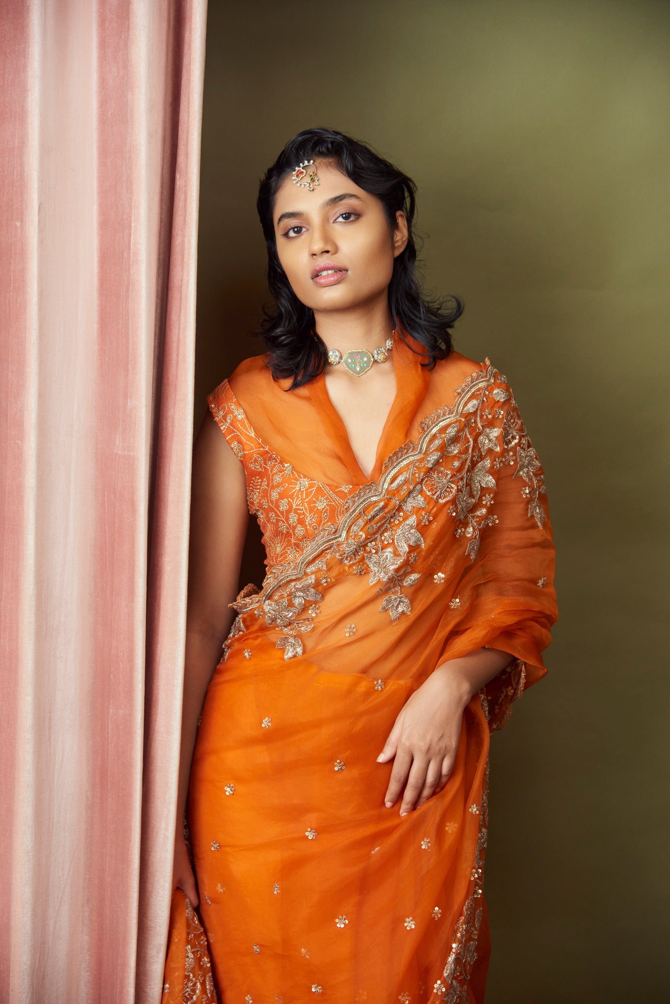 Tangerine Sari Set