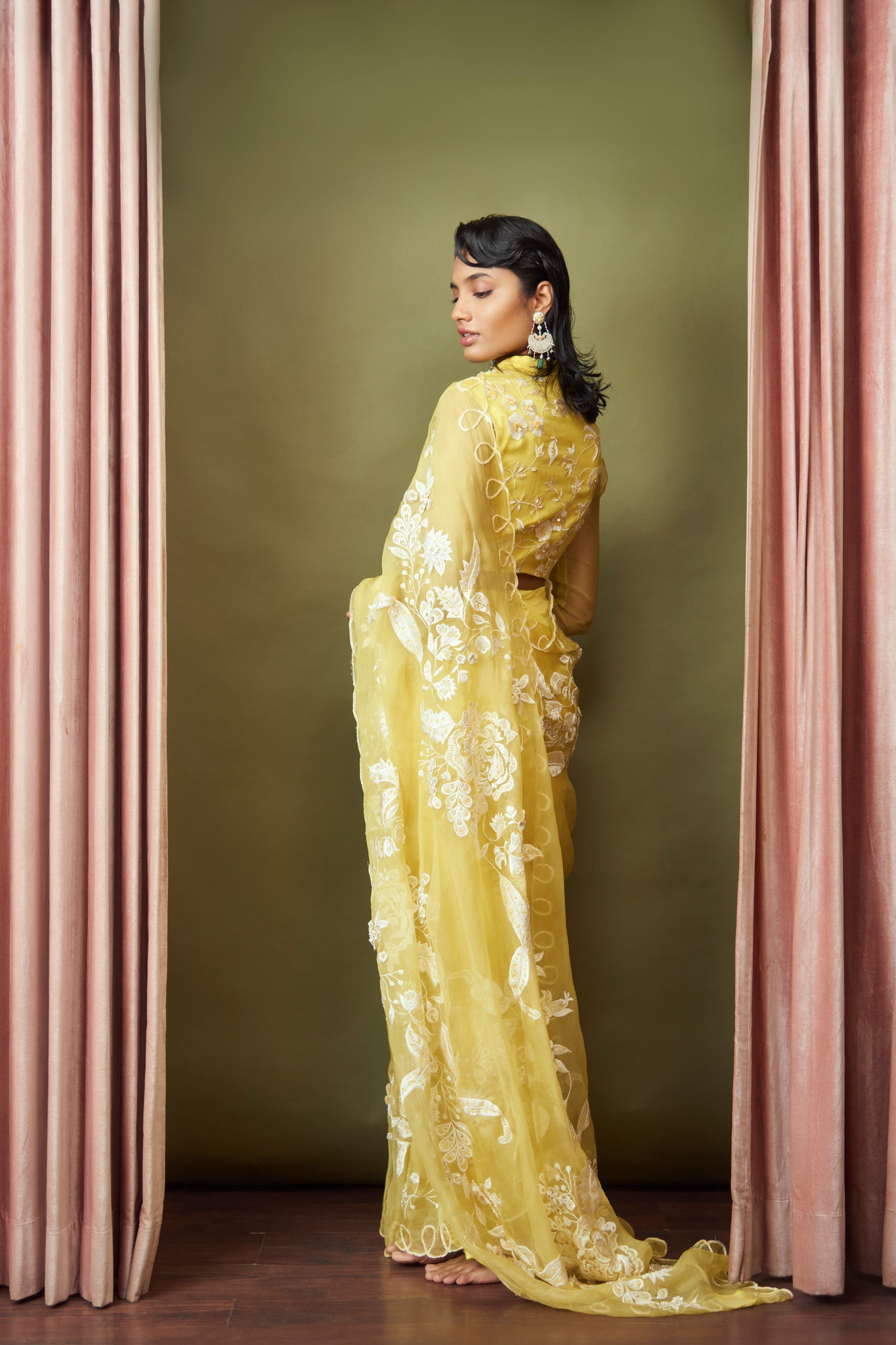 Citrus Bloom Sari Set