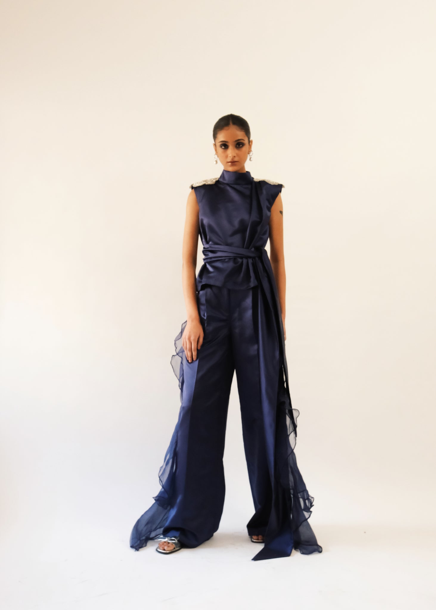 Midnight Blue Pants with Ruffles